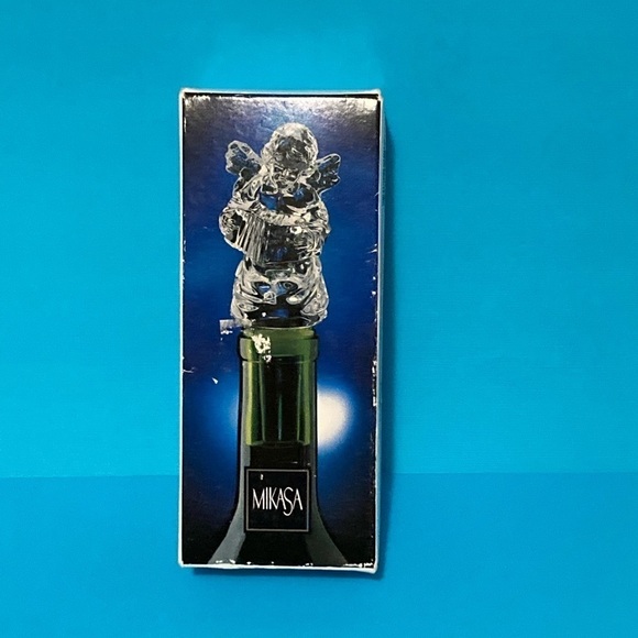 New Mikasa Christmas Angel Austrian Lead Crystal Glass Wine Cider Bottle Stopper - Picture 5 of 6